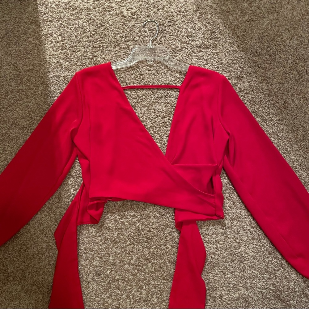 VENUS red wrap long sleeve top